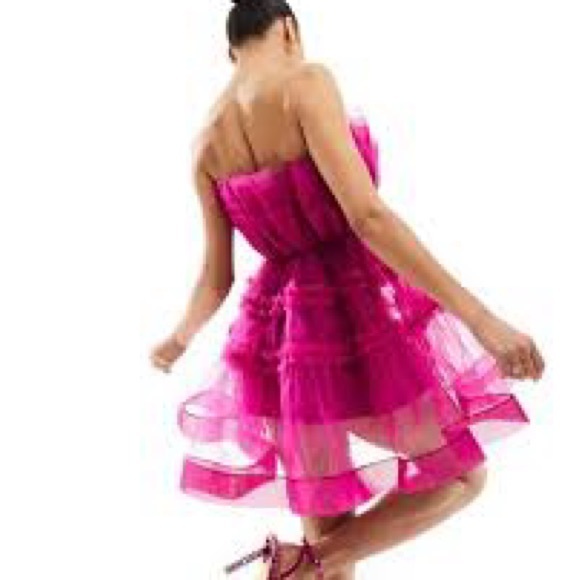 Lace & Beads magenta tulle bandeau mini dress from Uk 12 us 8 - Picture 3 of 7
